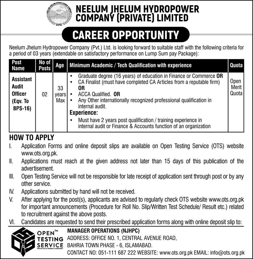 Neelum Jhelum Hydropower Company Islamabad Jobs 2023